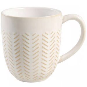 Better Homes and Gardens Modern Farmhouse Mugs Cups (Set of 4) Herringbone
